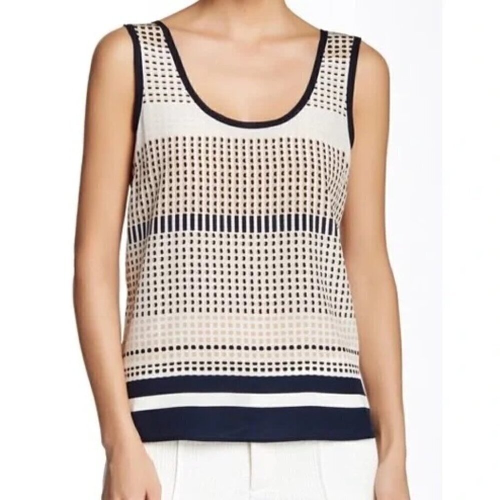 Vince Coastal Blue Dot Sleeveless Tank Top